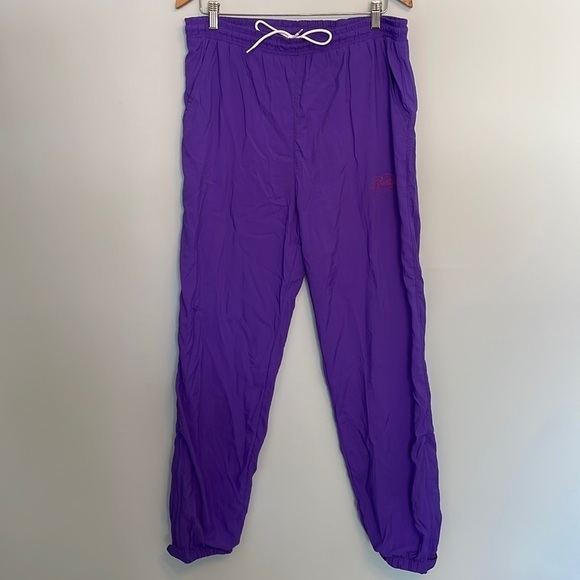 Vintage Neon Purple Elastic Waist Lined Track Pants Size Medium - Picture 1 of 6